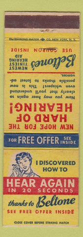 Matchbook Cover - Beltone Hearing Aids girlie