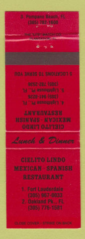 Matchbook Cover - Cielito Lindo Mexican Restaurant Oakland Park FL Ft Lauderdale
