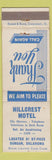 Matchbook Cover - Hillcrest Motel Duncan OK