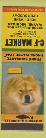 Matchbook Cover - CF Market Wayne MI Chow Dog