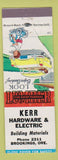 Matchbook Cover - Kerr Hardware Electric Brookings OR Look Before Backing