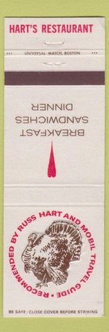 Matchbook Cover - Hart's Restaurant Turkey Farm Meredith NH
