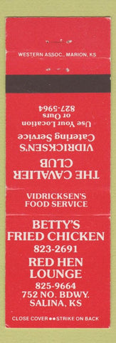 Matchbook Cover - Betty's Fried Chicken Salina KS Cavalier Club
