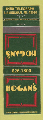 Matchbook Cover - Hogan's Birmingham MI