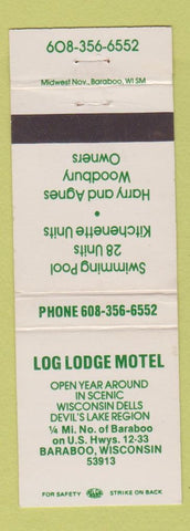 Matchbook Cover - Log Lodge Motel Baraboo WI