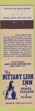Matchbook Cover - Nittany Lion Inn State College PA Federal