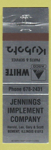Matchbook Cover - Argo White Kubota Tractors Bement IL