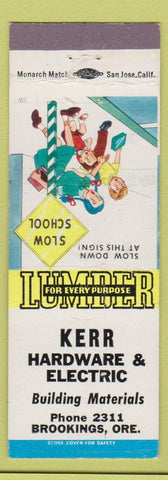 Matchbook Cover - Kerr Hardware Electric Brookings OR Slow Down