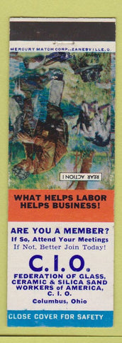 Matchbook Cover - Glass Ceramic Silica Union Columbus OH Rear Action