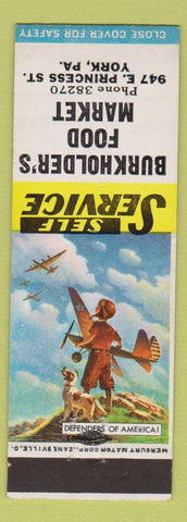 Matchbook Cover - Buckholder's Food Market York PA Defenders of America