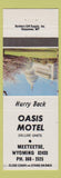 Matchbook Cover - Oasis Motel Meeteetse WY