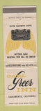 Matchbook Cover - Carl Greer Inn Sacramento CA WEAR Pipe Organ