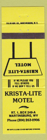 Matchbook Cover - Krista Lite Motel Martinsburg WV