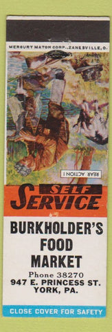 Matchbook Cover - Burkholder's Food Market York PA Rear Action
