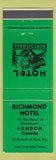 Matchbook Cover - Richmond Hotel London ON green
