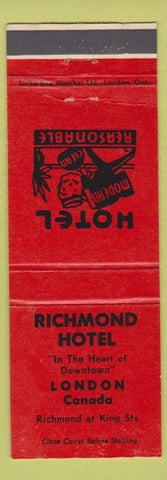 Matchbook Cover - Richmond Hotel London ON red
