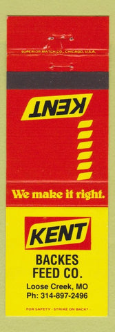 Matchbook Cover - Kent Feeds Backes Loose Creek MO