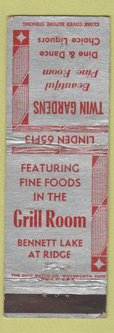 Matchbook Cover - Twin Gables Restaurant NO TOWN WORN