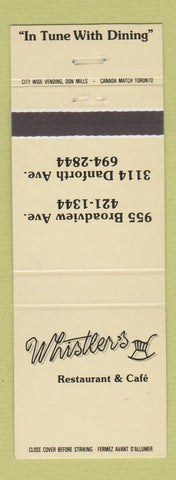 Matchbook Cover - Whistler's Restaurant Canada
