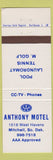 Matchbook Cover - Anthony Motel Mitchell SD