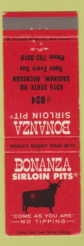 Matchbook Cover - Bonanza Sirloin Pit Saginaw MI