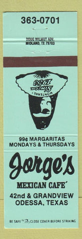 Matchbook Cover - Jorge's Mexican Cafe Odessa TX girlie teal