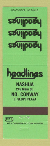 Matchbook Cover - Headlines Nashua North Conway NH