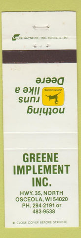 Matchbook Cover - John Deere Tractors Osceola WI