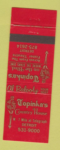 Matchbook Cover - Topinka's Country House Detroit MI
