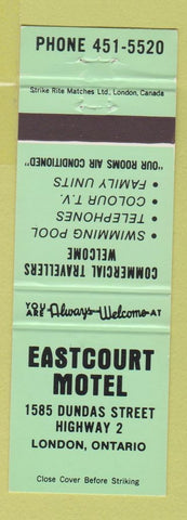 Matchbook Cover - Eastcourt Motel London ON green