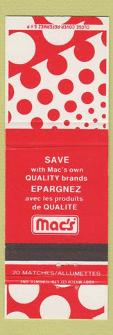 Matchbook Cover - Mac's Brands Canada red