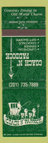 Matchbook Cover - Coach N Paddock Clinton NJ