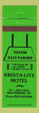 Matchbook Cover - Krista Lite Motel Martinsburg WV