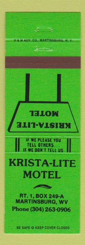 Matchbook Cover - Krista Lite Motel Martinsburg WV