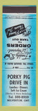 Matchbook Cover - Porky Pig Drive In Milverton ON blue
