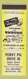 Matchbook Cover - Porky Pig Drive In Milverton ON yellow