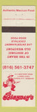 Matchbook Cover - Blayney's Mexican Restaurant Kansas City MO