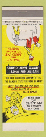 Matchbook Cover - Safety Bell Telephone of PA Pennsylvania Safety Tabs Chances