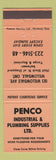 Matchbook Cover - Penco Plumbing Supply Willowdale ON