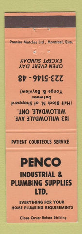 Matchbook Cover - Penco Plumbing Supply Willowdale ON