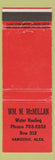 Matchbook Cover - WM M McMillan Water Hauling Sangudo AB