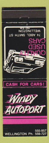 Matchbook Cover - Windy Autoport Wellington New Zealand used cars