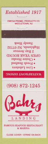 Matchbook Cover - Bahrs Landing Seafood Restaurant Sandy Hook NJ