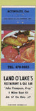 Matchbook Cover - Land O Lakes Restaurant oil gas Actinolite ON