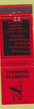 Matchbook Cover - Yeomans Plumbing Whitianga New Zealand WEAR
