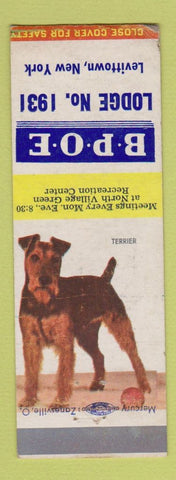 Matchbook Cover - Elks Lodge Levittown NY Terrier WEAR