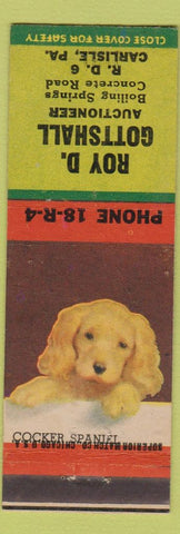 Matchbook Cover - Roy D Guttshall Auctioneer Carlisle PA Spaniel WORN