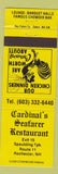Matchbook Cover - Cardinal's Seafarer Restaurant Rochester NH rooster yellow