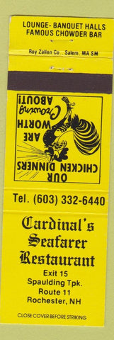 Matchbook Cover - Cardinal's Seafarer Restaurant Rochester NH rooster yellow