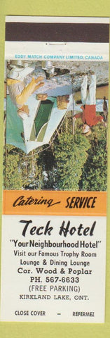 Matchbook Cover - Teck Hotel Kirkland Lake ON camping scene